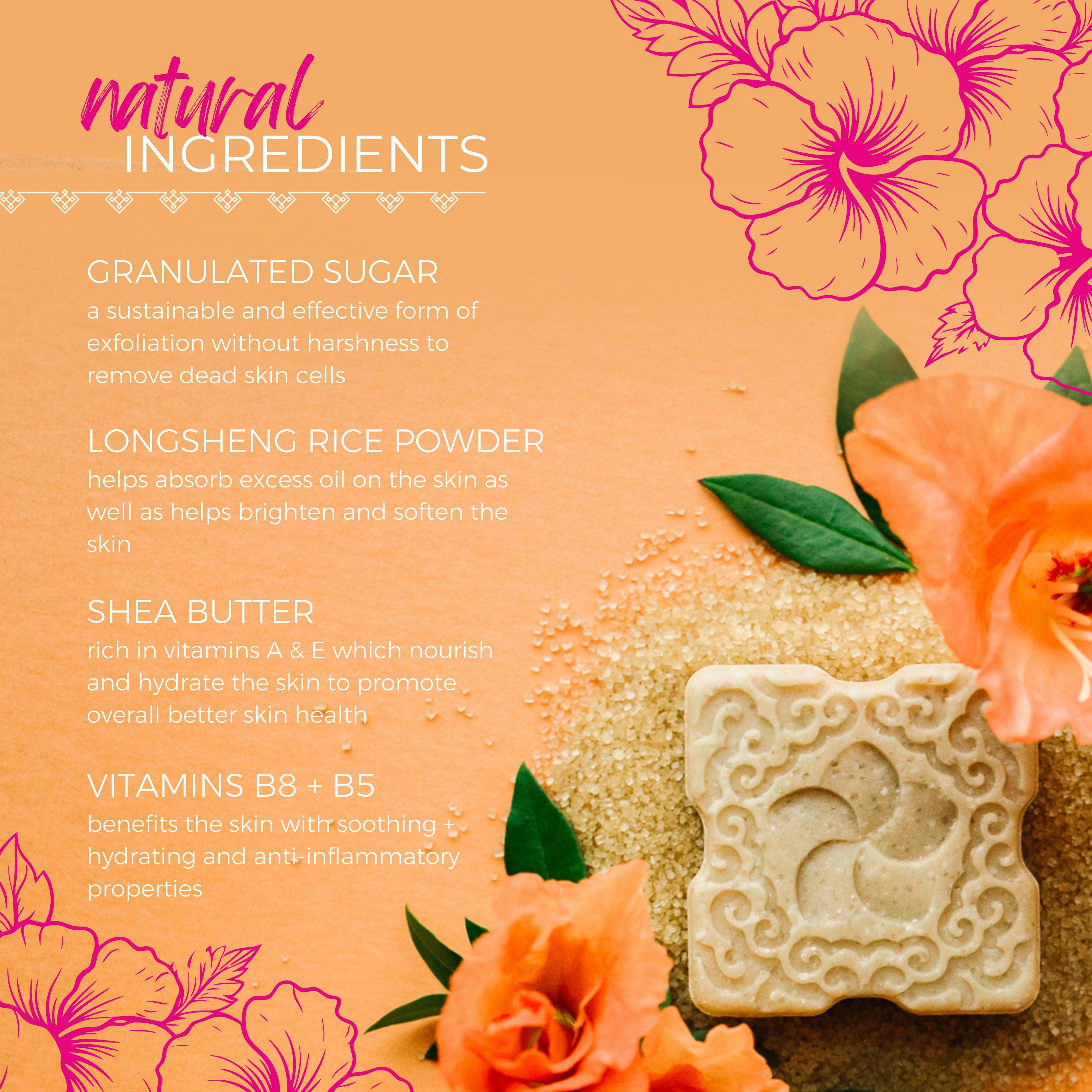 LIMITED EDITION Sugar Scrub Bar | Peach Hibiscus - Asian Skincare Toronto 